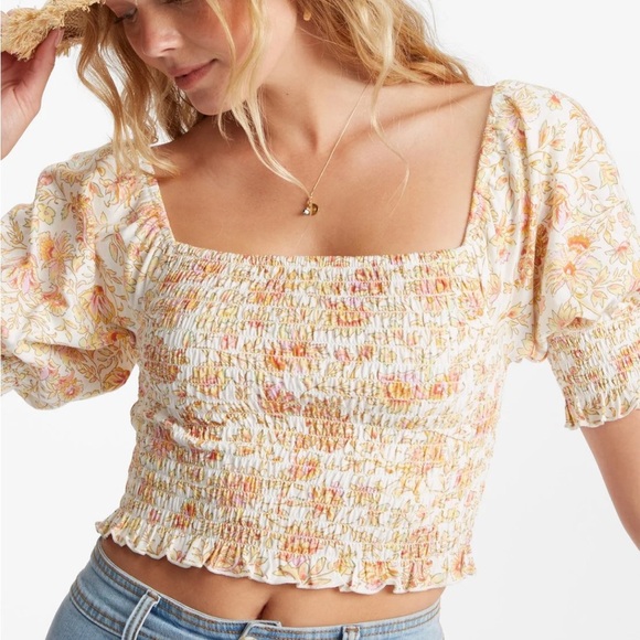 Billabong floral ruched off the shoulder crop top - Picture 3 of 10